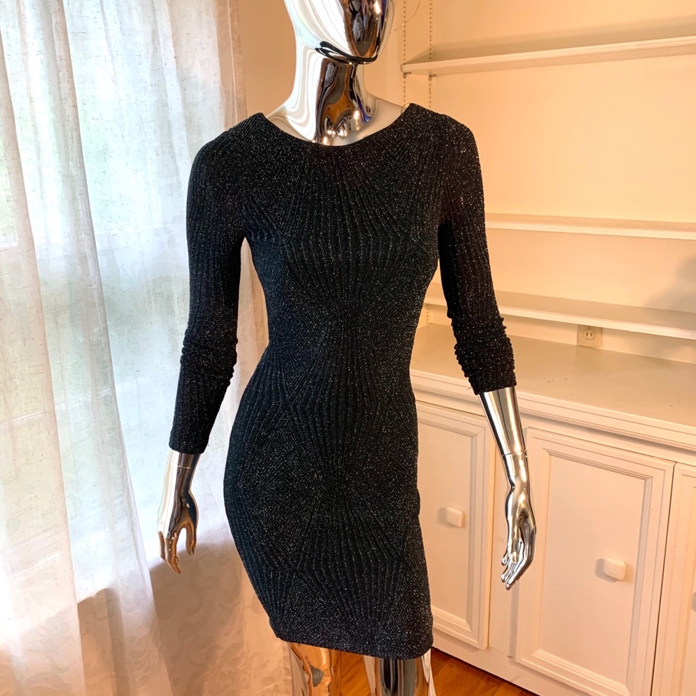 Green shimmery long sleeve dress